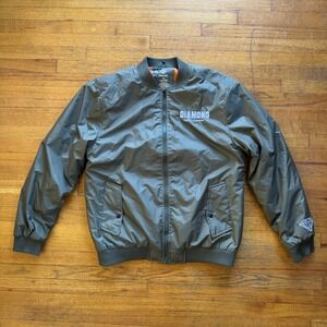 Diamond Supply Co. Mens XL Bomber Jacket Windbreaker Olive‎ Green Logo
